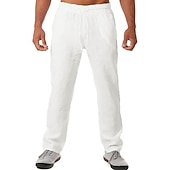 Χαμηλού Κόστους Αργία-Ανδρικά Λευκά παντελόνια Παντελόνια Καλοκαίρι παντελόνι Τσέπη Σκέτο Άνεση Αναπνέει ΕΞΩΤΕΡΙΚΟΥ ΧΩΡΟΥ Καθημερινά Εξόδου Μοντέρνα Κομψό στυλ street Μαύρο Λευκό