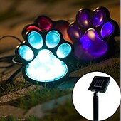 お買い得  ランドスケープライト-足跡ソーラーアウトドアライトソーラーライト屋外防水犬の足跡ライト（4個セット）猫の子犬の動物の庭のライトパスの足のランプ通路の照明、パティオヤード、ペット愛好家向け