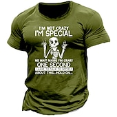 levne Pánské grafické tričko-Pánské Lebky Grafické tisky I&#039;m Not Crazy Im Special Tričko Neformální styl 100% bavlna Krátký rukáv Grafický Košile Černá Armádní zelená Námořnická modř Pohodlné tričko Venkovní ulice Módní návrh