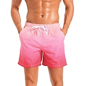 お買い得  男性用水泳パンツ-男性用 ボードショーツ スイムショーツ スイムトランク ドローストリング メッシュ裏地付き 弾性ウエスト 勾配 速乾性 ショート カジュアル 日常 祝日 ハワイアン ボヘミアン ブラック ピンク マイクロエラスティック