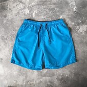 お買い得  男性用水泳パンツ-男性用 ショーツ ビーチショーツ 弾性巾着デザイン 平織り 履き心地よい 高通気性 膝丈 カジュアル 日常 ビーチ ファッション ストリートファッション ブラック ホワイト マイクロエラスティック