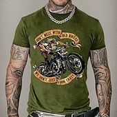 baratos Camiseta gráfica masculina-Homens Estampas Abstratas Motocicletas Camiseta Estilo casual Algodão Manga Curta Gráfico Camisa Preto Branco Azul Marinho Camiseta confortável Férias Rua Roupas de estilistas