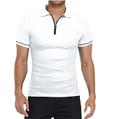 cheap Vacation-Men&#039;s Golf Shirt Polo Sports &amp; Outdoor Casual Quarter Zip Short Sleeve Fashion Streetwear Solid Color Plain Zipper Summer Light Blue Black White Red Navy Blue Dark Grey Golf Shirt