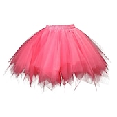 cheap Bottoms-1950s 1980s Rockabilly Short / Mini Petticoat Hoop Skirt Tutu Under Skirt Ballet Dancer Women&#039;s Carnival Costume Kings Day Halloween Carnival Performance Party Pride Parade Adults&#039; Skirt Spring