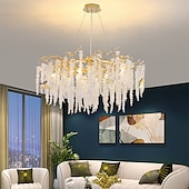 billige Lysekroner-led lysekroner moderne luksus, 23,6&quot;/31,2&quot; 8/12-lys gullkrystall for hjemmeinteriør kjøkken soverom jern kunst tregren lampe kreativ lampe lys varm hvit 110-240v
