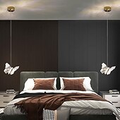 abordables Suspension-led pendentif lumière chambre île éclairage moderne acrylique pendentif luminaires papillon conception idéal pour îlot de cuisine cuisine éclairage chambre suspension