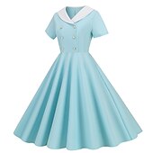 economico Vestiti-Retrò Vintage Anni 1950 Abito vintage Abito Swing Vestito Svasato Per donna Carnevale Mascherata Casual Quotidiano Addio al Nubilato Adulti Vestito Abiti per il ritorno