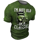  面白い男性用Tシャツ：『私は老けていない、私はクラシックだ』車のグラフィック、ショートスリーブトップ