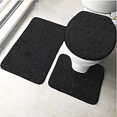 billiga 3PC Badrumsmatta set-3 st badmatta halkfria badrumsmattor, ultramjuk halkfri badmatta och absorberande badmattor, inkluderar u-formad konturmatta, toalettlocksöverdrag