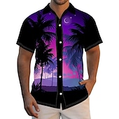 olcso Retro vintage nyomtatás-Férfi Autó Kókuszfa Trópusi növények Ing Hawaii ing Aloha ing Rövid ujjú Ing Térfogatcsökkenés Tropikus Divat Hawaii Szabadtéri Utca Hawaii Fekete Sárga Medence S M L