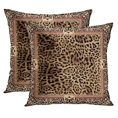 baratos Estilo Vintage-Capa de almofada dupla face com estampa animal 2 peças capa de almofada quadrada decorativa macia fronha para sofá de quarto sala de estar cadeira