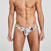 cheap Men&#039;s Briefs Underwear-Men&#039;s 1 PC Briefs Print Spandex Polester / Cotton Blend Washable Comfortable Geometric Graphic Prints Low Rise Black Red
