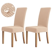 baratos Capa para Cadeira de Jantar-2 peças capa para cadeira de jantar cor de vinho, capa elástica repelente de água para assento de cadeira, elastano com protetor de fundo elástico para sala de jantar, cerimônia de casamento,