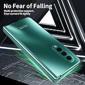 cheap Samsung Cases-Phone Case For Samsung Galaxy Z Fold 5 Z Fold 4 Z Fold 3 Full Body Case Flip Plating Dustproof Solid Colored PC
