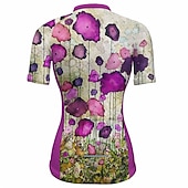 preiswerte Radtrikot Damen-Damen Radtrikot Grafik Blumenmuster Kurzarm Fahhrad Oberteil mit 3 Gesäßtaschen Mountainbike MTB Straßenradsport Schnelltrocknend Reflektierende Streifen Rückentasche Feuchtigkeitsableitend Sport