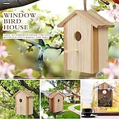 cheap Backyard Birding &amp; Wildlife-Bird House with Strong Suction Cups and lanyards for Outdoor use - See-Through Environmentally Friendly Wooden Bird nestBird Nest Transparent Design for Easy Observation