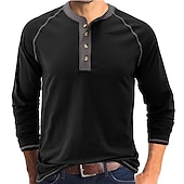 billiga Casual Henley T-shirt-Herr Henleytröja T-tröja Långärmad tröja Slät Henley Gata Semester Långärmad Button-Down Kläder Designer Grundläggande Modernt Modernt