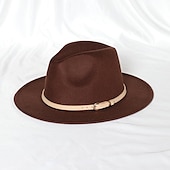 billige Partyhatter-Hatter Ull / Acryl Fedora Formell Bryllup cocktail Royal Astcot Enkel Med Ren Farge Hodeplagg Hodeplagg