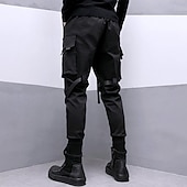 お買い得  カーゴパンツ-男性用 カーゴパンツ ズボン クロップドパンツ テックウェア バックルストラップ 平織り 履き心地よい 高通気性 アウトドア 日常 お出かけ ファッション ストリートファッション ブラック