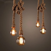 economico Luci Isola cucina-lampada a sospensione in corda di canapa vintage 1 testa 1,5 metri base e26/e27, lampada a sospensione in corda di canapa retrò lampada da soffitto vintage stile retrò per illuminazione bar ristorante sala da pranzo ， lampadina non inclusa