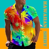 economico Piante tropicali-Per uomo Gradiente Albero di cocco Piante tropicali Camicia Camicia hawaiana Camicia Aloha Manica corta Camicia Collo ripiegabile Tropicale Di tendenza Hawaiano Informale Hawaiano Per eventi Nero Blu