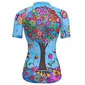ieftine Tricouri pentru femei-Pentru femei Jersey de ciclism Grafic Plante Manșon scurt Bicicletă Jerseu Topuri cu 3 buzunare spate Ciclism montan Ciclism stradal Uscare rapidă Dungi reflectorizante Înapoi de buzunar Confortabil