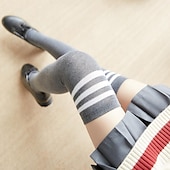 economico calzini da casa-calzini lunghi da donna calzini sopra il ginocchio coreani calzini a tubo medio a righe a due barre studenti skateboard calzini da calcio ritorno a scuola studente universitario