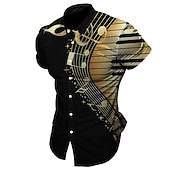 preiswerte Musik und Gitarren-Herren Musik Noten Pano Keys Hemd Knopfhemd Kurzarm Mode Streetwear Designer Outdoor Straße Täglich Sommer Frühling Umlegekragen Druck Button-Down Schwarz Weiß Gelb Rote Purpur