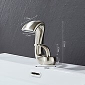 お買い得  クラシカル-ウォーターフォール バスルーム シンク ミキサー 蛇口 デッキ マウント、モノ ウォッシュ 洗面台 シングル ハンドル 洗面器 タップ 洗面所 温水ホースと冷水ホース付き モノブロック ベッセル 水 真鍮 タップ ブラック ホワイト クローム ブラッシング