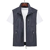 voordelige actieve bovenkleding voor heren-Voor heren Vissersvest Wandelvest Mouwloos Overkleding Rits top Buiten waterdicht Winddicht Ultralicht (UL) Ademend Chinlon Zwart Leger Groen Grijs Jagen Vissen Klimmen / Sneldrogend / Multi Pocket