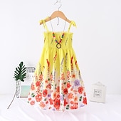 preiswerte Casual Kleider-kinderkleidung Mädchen Kleid Blumen Tier Karikatur Ärmellos Casual Aktiv Täglich Baumwolle Knielang Blumenkleid Sommerkleid Sommer Frühling 4 Jahre + 8601 Regenbogenstange 8602 orange 8602 lila