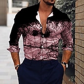 economico Geometrica-Per uomo Gradiente Geometrica Camicia Camicia con bottoni Manica lunga Di tendenza Originale Informale Esterno Da mare Giornaliero Autunno inverno Colletto Stampa Bottone giù Nero Rosso Blu Verde