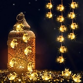 tanie Oświetlenie świąteczne-Moon stars fairy string lights 3m 20 leds 6m 40 leds ramadan string lights zasilany z baterii na ramadan boże narodzenie wesele dekoracje na patio domu