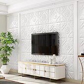 cheap Brick&amp;Stone Wallpaper-Cool Wallpapers White Foam Wall Mural Wall Panel Peel and Stick Wall Sticker Floral Removable Wall Covering, PVC/Vinyl Material Self adhesive Wallpaper, Room Wallcovering for Home Decoration