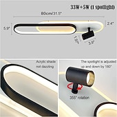 זול גופי תאורת ספוט-מנורת תקרה LED מודרנית 1-2 מנורת מסלול מנורת sotlight 80 ס"מ 100 ס"מ מנורת תקרה גיאומטרית ניתנת לעמעום שלט רחוק סלון חדר שינה מטבח פינת אוכל מנורת ac220v