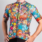 Недорогие Мужские джерси-Муж. Велокофты Графика Смешной С короткими рукавами Велоспорт Джерси Верхняя часть с 3 задними карманами Горные велосипеды Шоссейные велосипеды