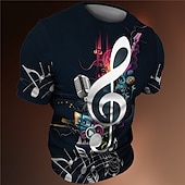 tanie Koszulki 3D-Festiwal Muzyczny Męskie Graficzny Nuty Podkoszulek Koszulki Krótki rękaw Podkoszulek Druk 3D Półgolf Koszula Zabytkowe Moda Designerskie Na zewnątrz Codzienny Sport Żółty Czerwony Fioletowy Wiosna i
