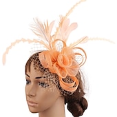 preiswerte Faszinator-Fascinatoren Flachs Kentucky Derby Kirche Cocktail Royal Astcot Elegant Britisch Mit Feder Tüll Kopfschmuck Kopfbedeckung