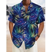 voordelige Geometrisch patroon-Voor heren Geometrie Overhemd Overhemd met knopen Korte mouw Sport Modieus Streetwear Buiten Straat Dagelijks Zomer Lente Strijkijzer Afdrukken Button-omlaag Paars Bruin Groen White + White