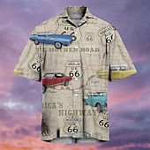 voordelige Retro Vintage Print-Voor heren Automatisch Overhemd Hawaiiaans overhemd Aloha-shirt Korte Mouw Overhemd Strijkijzer Tropisch Modieus Streetwear Straat Casual Dagelijks Geel Blozend Roze Rood S M L