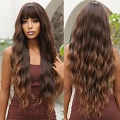 baratos Perucas Sintéticas sem Touca-Allbell loira peruca platinada para mulheres cabelo sintético encaracolado longo com franja perucas onduladas com raízes escuras perucas barbiecore