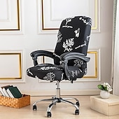 abordables Housse de fauteuil de bureau-Housse de chaise d&#039;ordinateur, housse de chaise de bureau extensible housse de siège de jeu rotative douce durable lavable