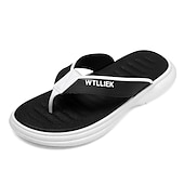cheap Casual Sandals-Men&#039;s Slippers &amp; Flip-Flops Flat Sandals Flip-Flops Walking Casual Beach Daily EVA Breathable Black Blue Khaki Summer