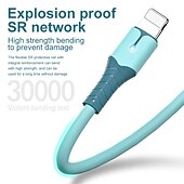 economico Cavetti per cellulari-Cavo di ricarica rapida in silicone liquido a 3 colori per iPhone 13 mini 12 pro max x xr 11 xs 8 7 6s 5 se cavi di ricarica per cavo dati USB