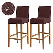 economico Fodera per sedia da pranzo-2 pezzi coprisgabelli da bar idrorepellenti, coprisgabelli da bar elasticizzati bordeaux, coprisgabelli da bar per bar, per patio, bar all&#039;aperto, per matrimonio, con fondo elastico