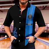 economico Camicia da Bowling da Uomo-Per uomo Strumento musicale Camicia Camicia Estiva Camicia da Bowling Manica Corta Moda Anni 1950 Casual Vacanza Quotidiano Uscire Estate Collo ripiegato Stampato Rosso Blu Marrone Verde Grigio