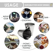 cheap Barware-4 Stainless Steel Shot Cups Drinking Vessel with Black Leather Carrying Case (30ml) Outdoor Camping Travel Unbreakable Metal Shooters for Whiskey Tequila Liquor Great Barware Gift