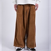 baratos calça casual-Homens Calças de Veludo Calças Calças largas Calça casual Bolsos Perna larga Folgado Côr Sólida Conforto Quente Comprimento total Casual Diário Moda Roupa de rua Ajuste Largo Preto Marron