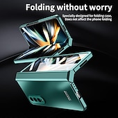 cheap Samsung Cases-Phone Case For Samsung Galaxy Z Fold 5 Z Fold 4 Z Fold 3 Full Body Case Flip Plating Dustproof Solid Colored PC