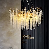 billige Lysekroner-led lysekroner moderne luksus, 23,6&quot;/31,2&quot; 8/12-lys gullkrystall for hjemmeinteriør kjøkken soverom jern kunst tregren lampe kreativ lampe lys varm hvit 110-240v
